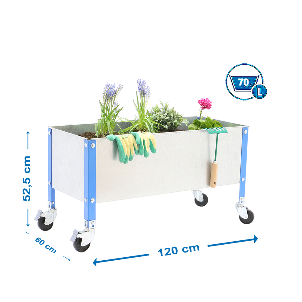 Jardinière mobile extérieure - 485x1200x600 - 1 niveau Bleu - SIMON RACK - 8435104986967