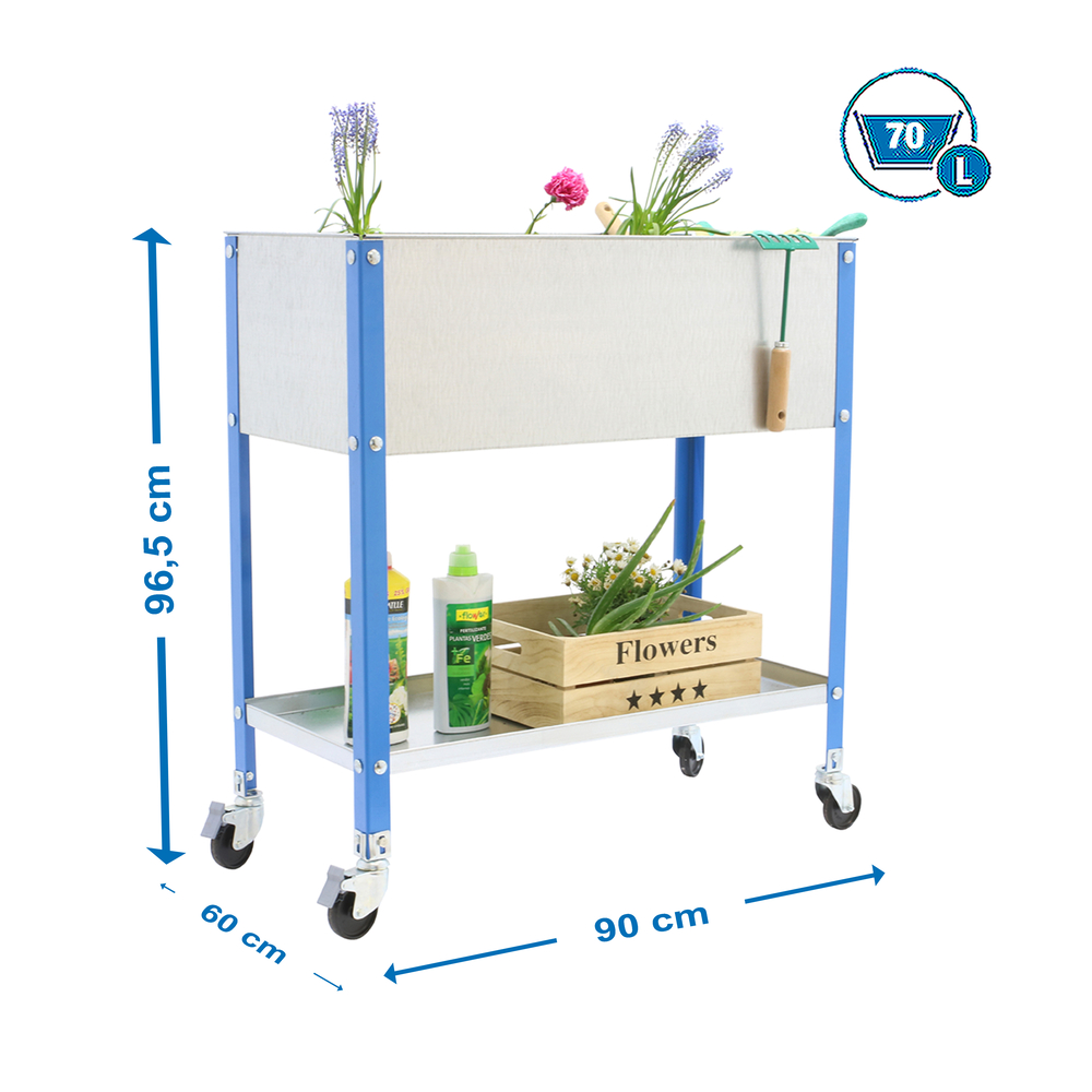 Jardinière mobile extérieure - 925x900x600 - 2 niveaux Bleu - SIMON RACK - 8435104986998