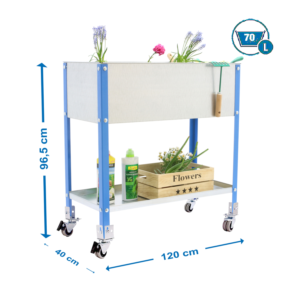 Jardinière mobile extérieure - 925x1200x400 - 2 niveaux Bleu - SIMON RACK - 8435104987001