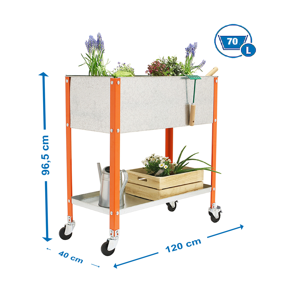 Jardinière mobile extérieure - 925x1200x400 - 2 niveaux Orange - SIMON RACK - 8435104987087