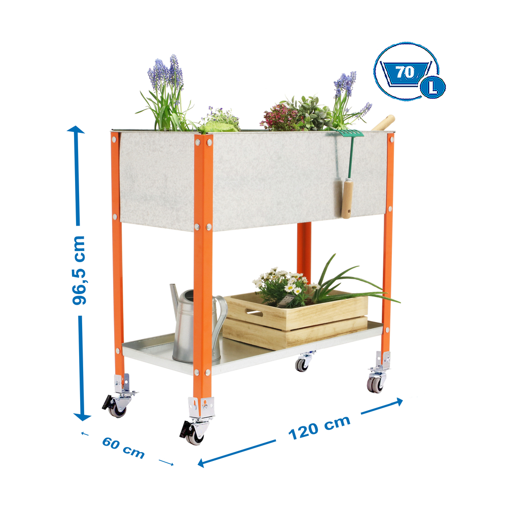 Jardinière mobile extérieure - 925x1200x600 - 2 niveaux Orange - SIMON RACK - 8435104987094