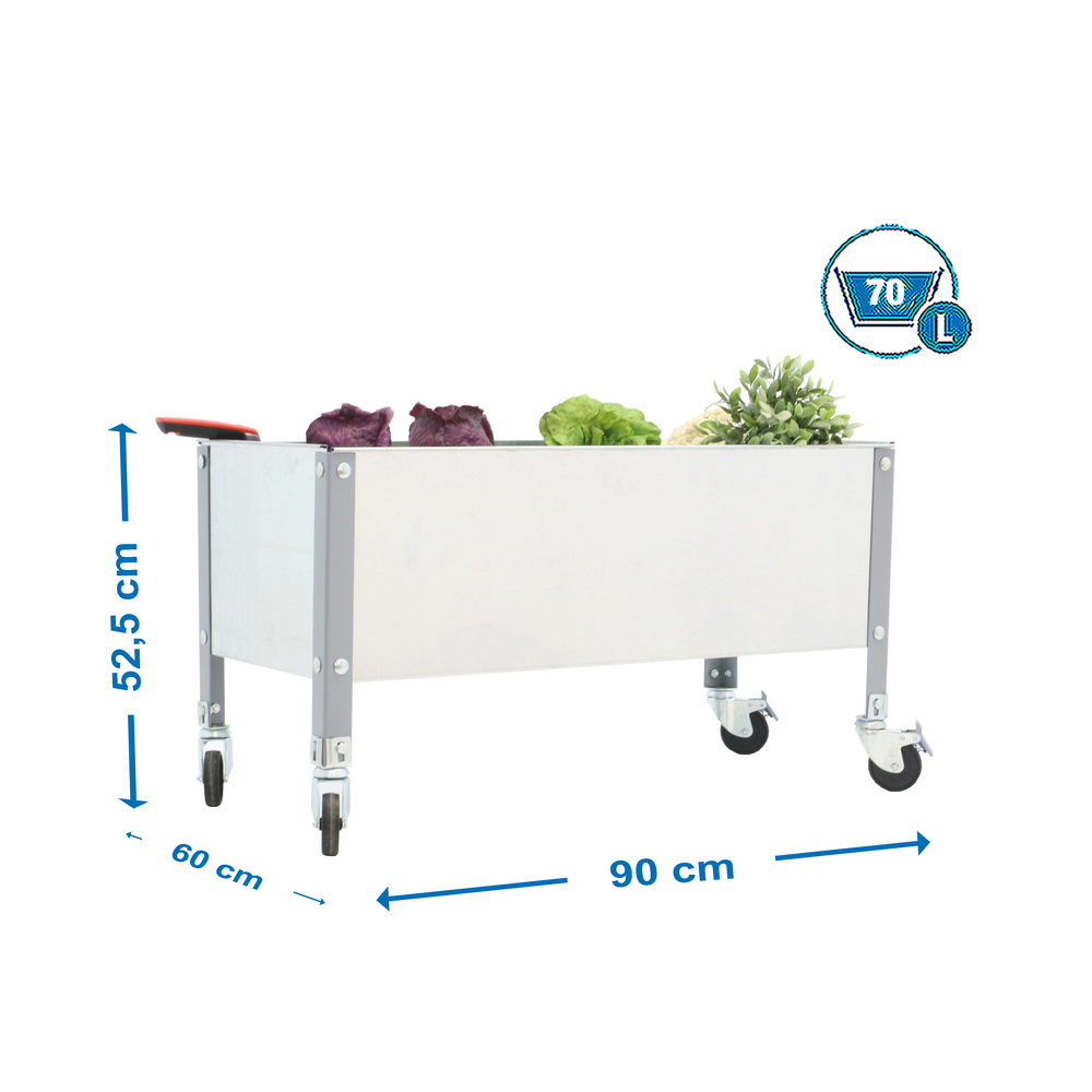 Jardinière mobile extérieure - 485x900x600 - 1 niveau Gris/Galvanisé - SIMON RACK - 8435104987100
