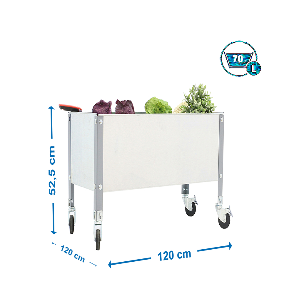 Jardinière mobile extérieure - 485x1200x1200 - 1 niveau Gris/Galvanisé - SIMON RACK - 8435104987131