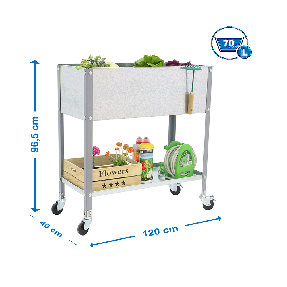 Jardinière mobile extérieure - 925x1200x400 - 2 niveaux Gris - SIMON RACK - 8435104987162