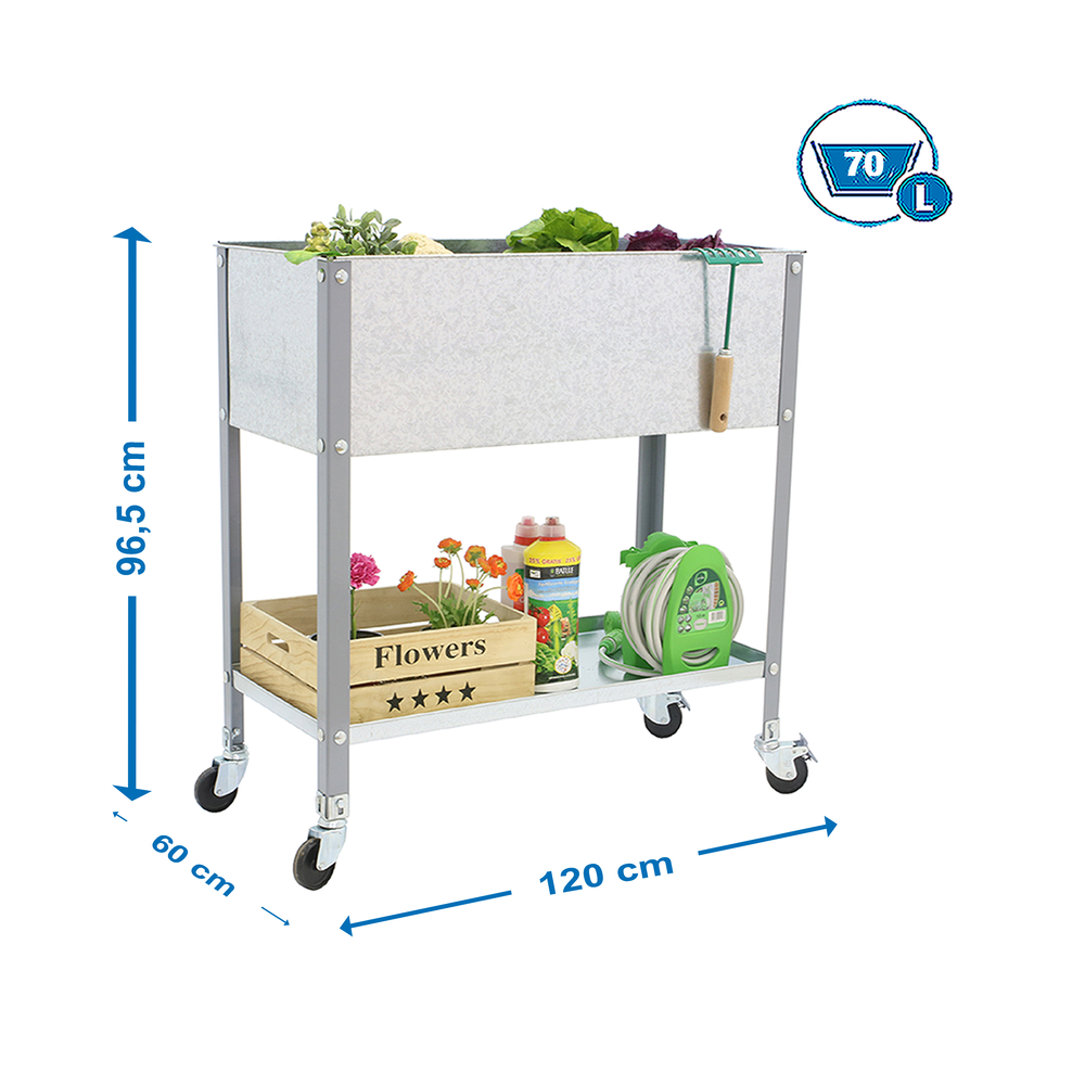 Jardinière mobile extérieure - 925x1200x600 - 2 niveaux Gris - SIMON RACK - 8435104987179