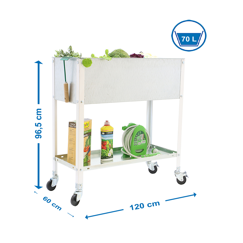 Jardinière mobile extérieure - 925x1200x600 - 2 niveaux Blanc - SIMON RACK - 8435104987254