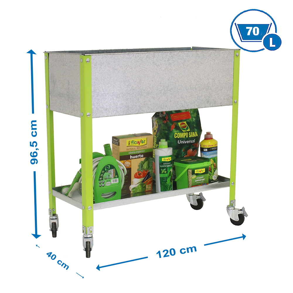 Jardinière mobile extérieure - 925x1200x400 - 2 niveaux Vert - SIMON RACK - 8435104987339