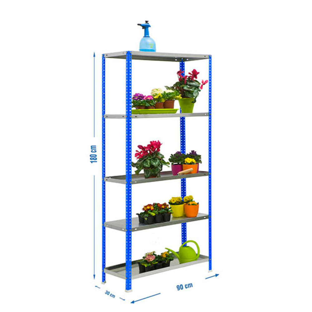 Étagère de jardin - 1800x900x300 - 5 niveaux Bleu - SIMON RACK - 8435104987391