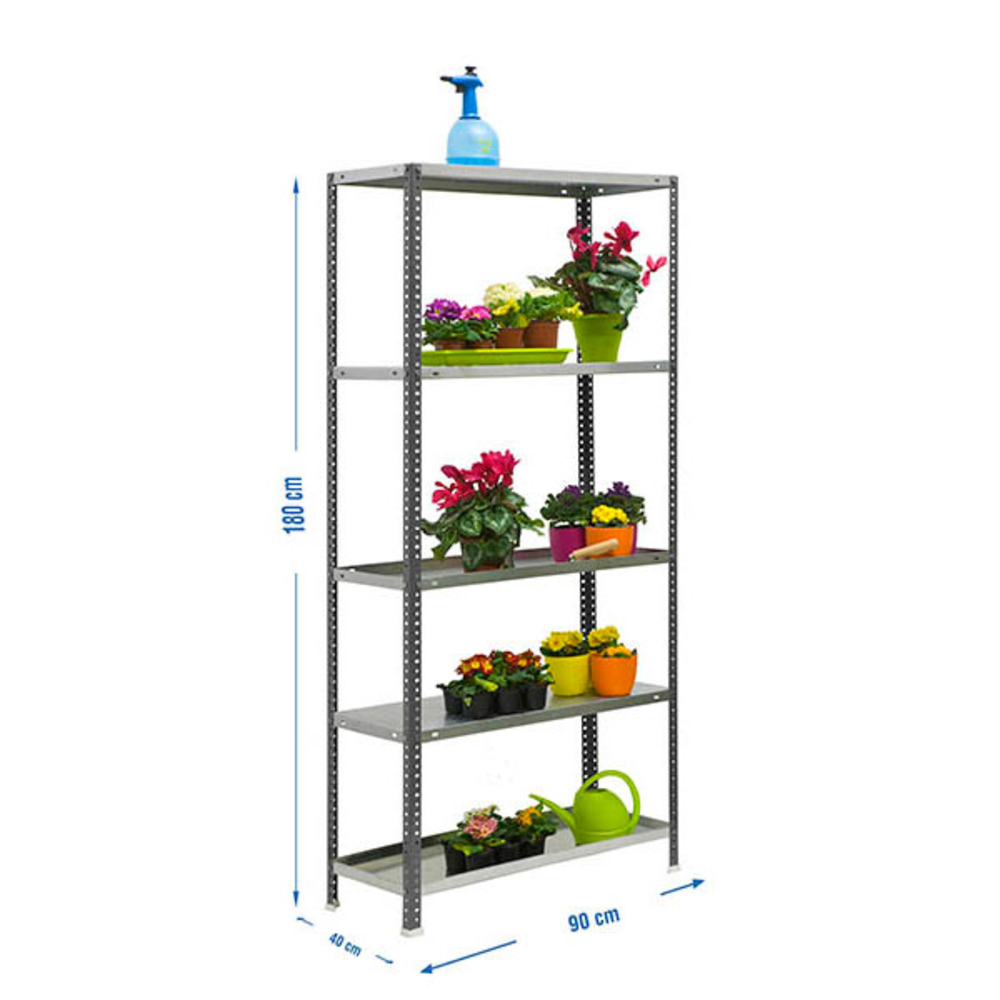 Étagère de jardin - 1800x900x400 - 5 niveaux Gris - SIMON RACK - 8435104987469