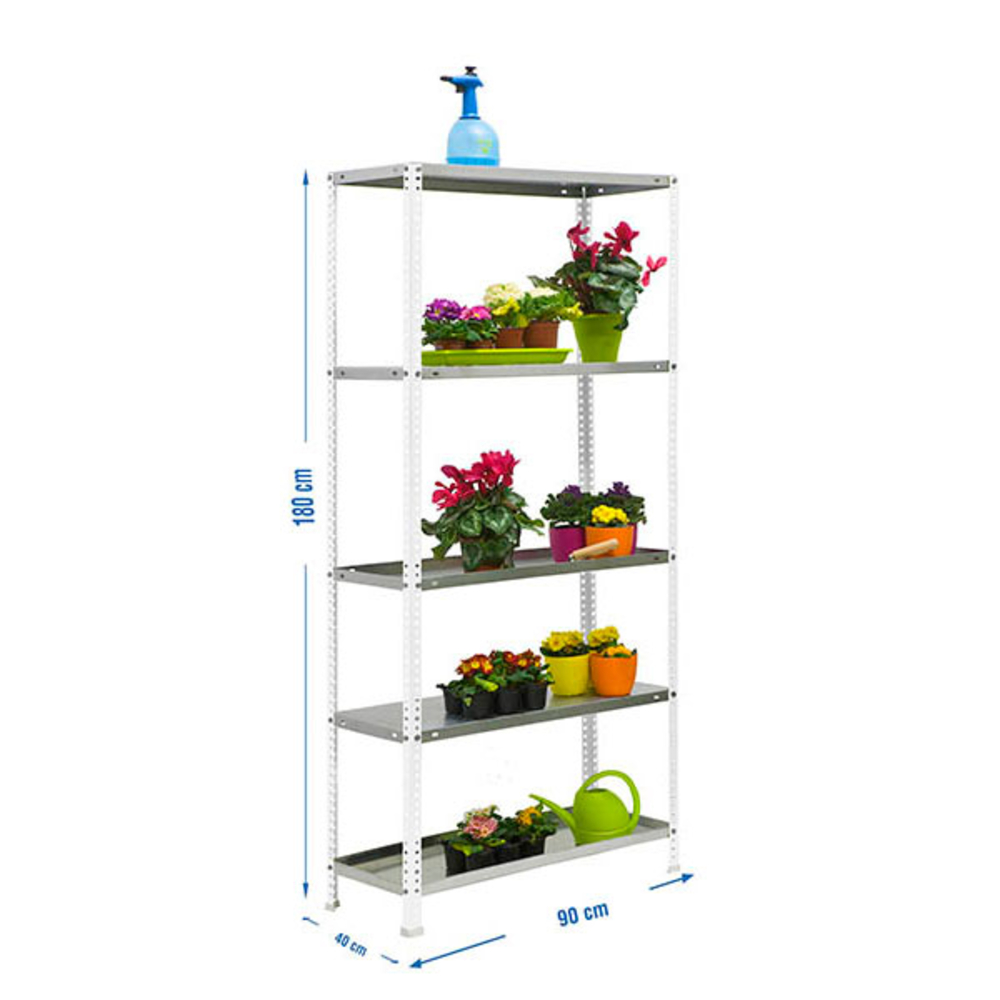 Étagère de jardin - 1800x900x400 - 5 niveaux Blanc - SIMON RACK - 8435104987490