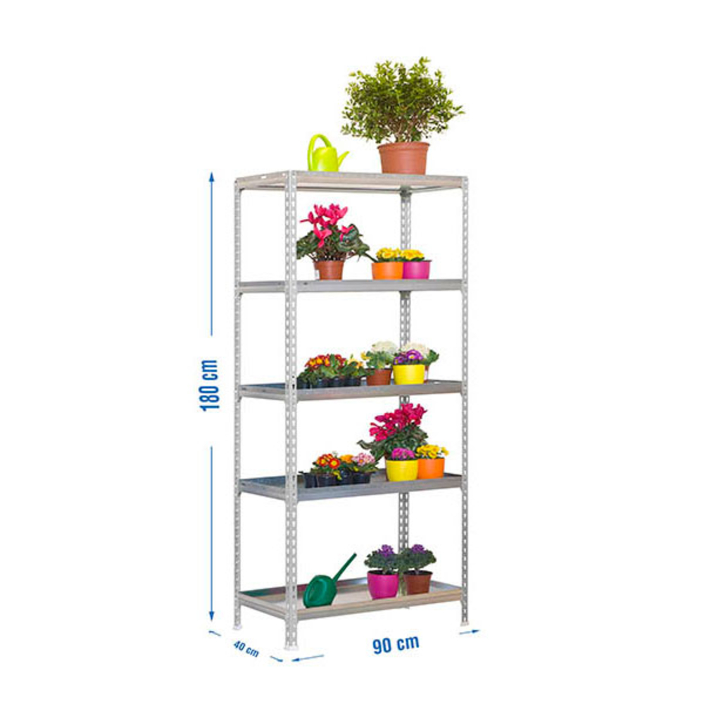 Étagère de jardin - 1800x900x400 - 5 niveaux Galvanisé - SIMON RACK - 8435104987704