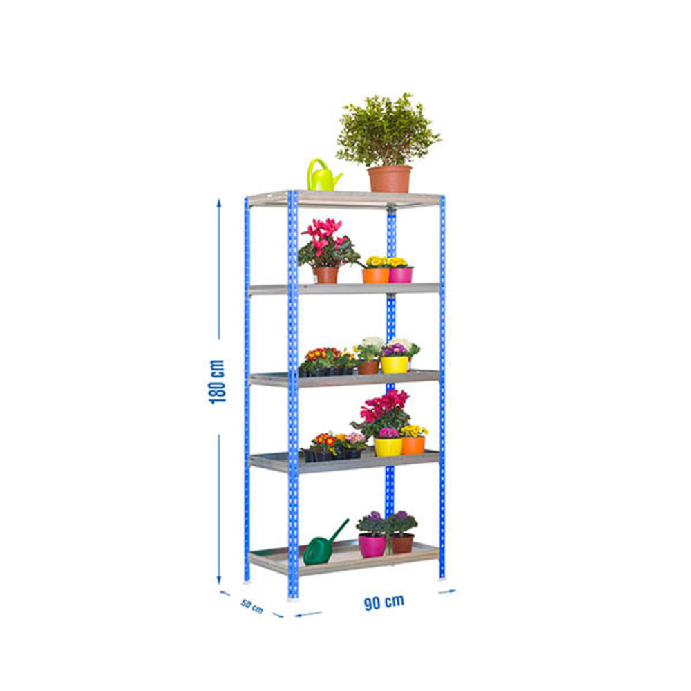 Étagère de jardin - 1800x900x500 - 5 niveaux Bleu - SIMON RACK - 8435104987742