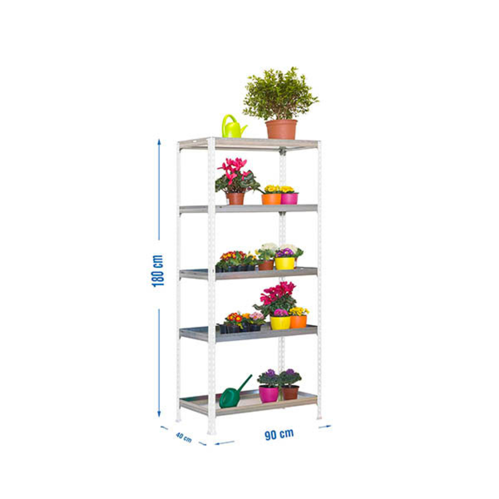 Étagère de jardin - 1800x900x400 - 5 niveaux Blanc - SIMON RACK - 8435104987827