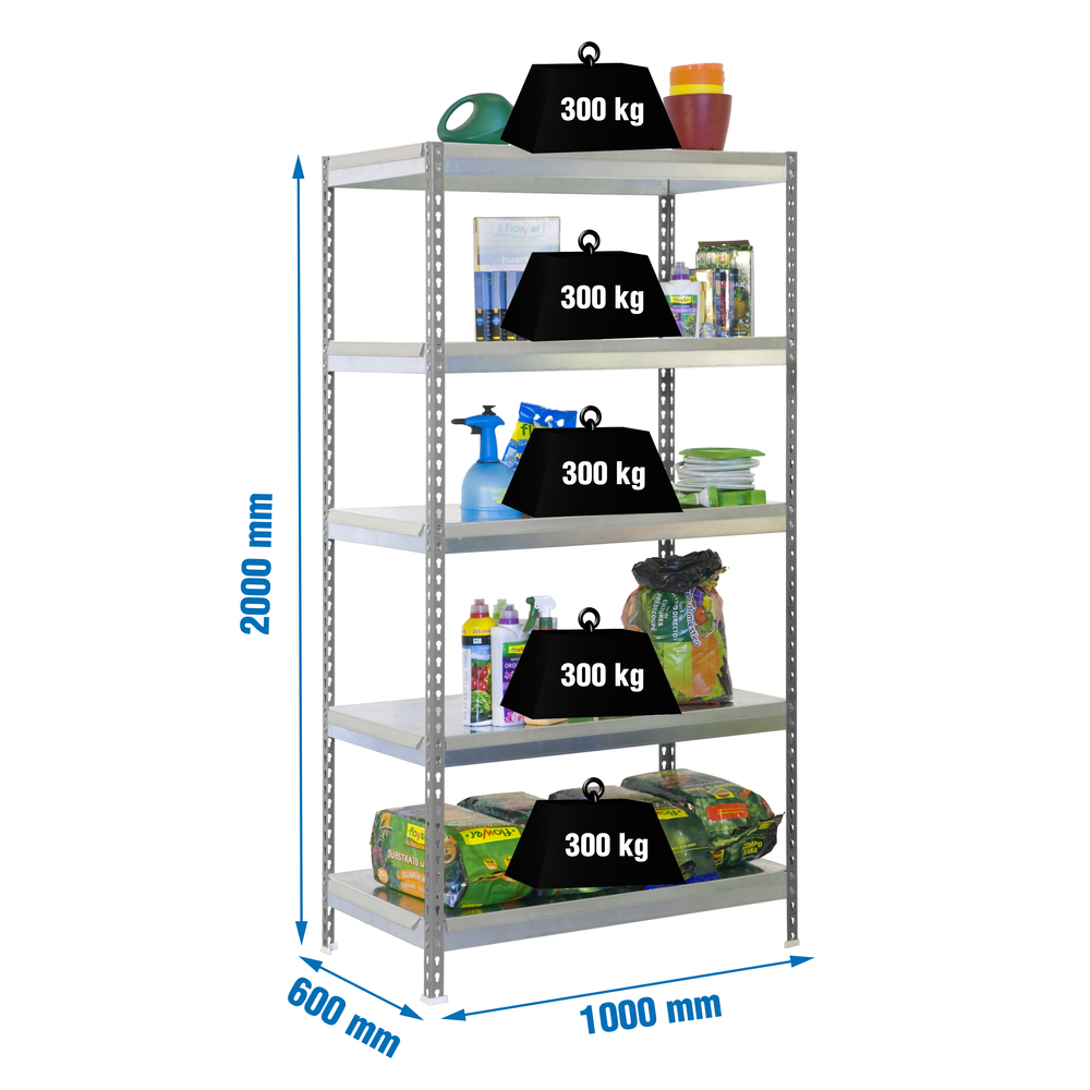Étagère de jardin - 2000x1000x600 - 5 niveaux Gris - SIMON RACK - 8435104988060