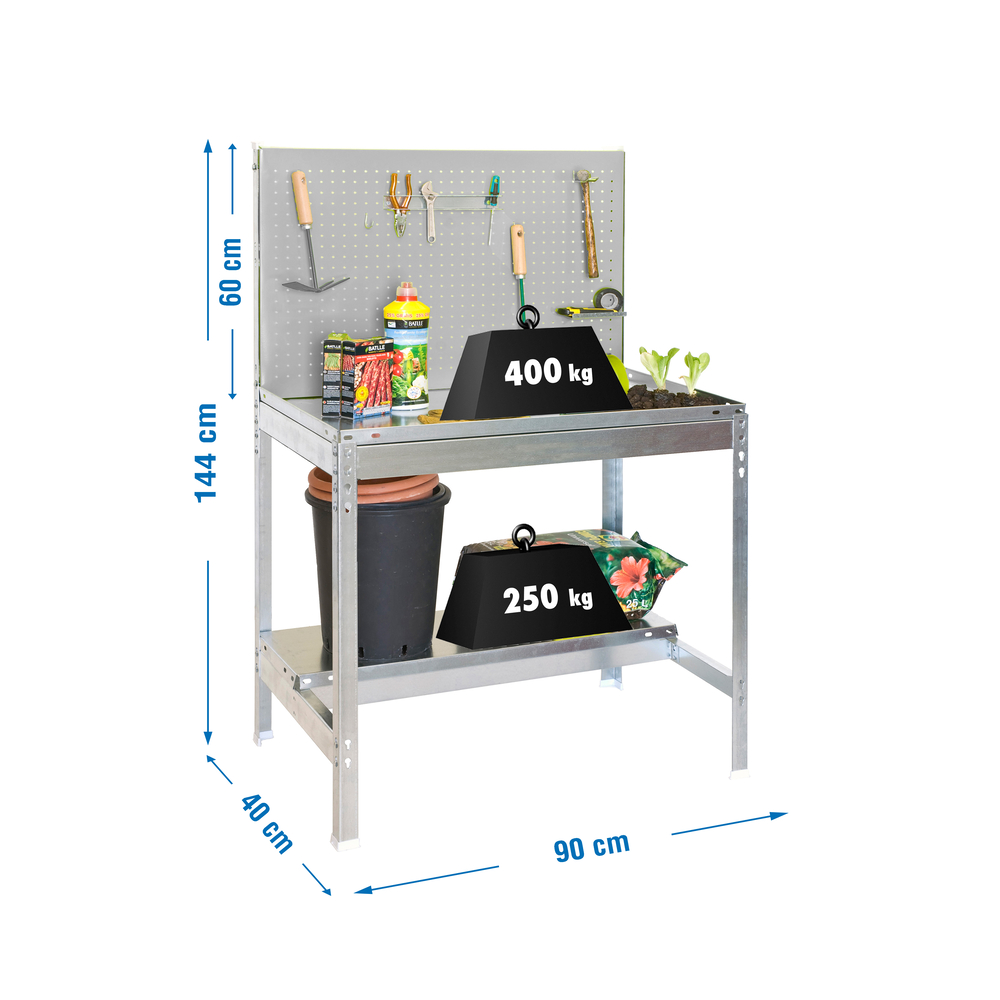 Établi de jardin - 1445x900x400 - 2 niveaux Galvanisé - SIMON RACK - 8435104988190