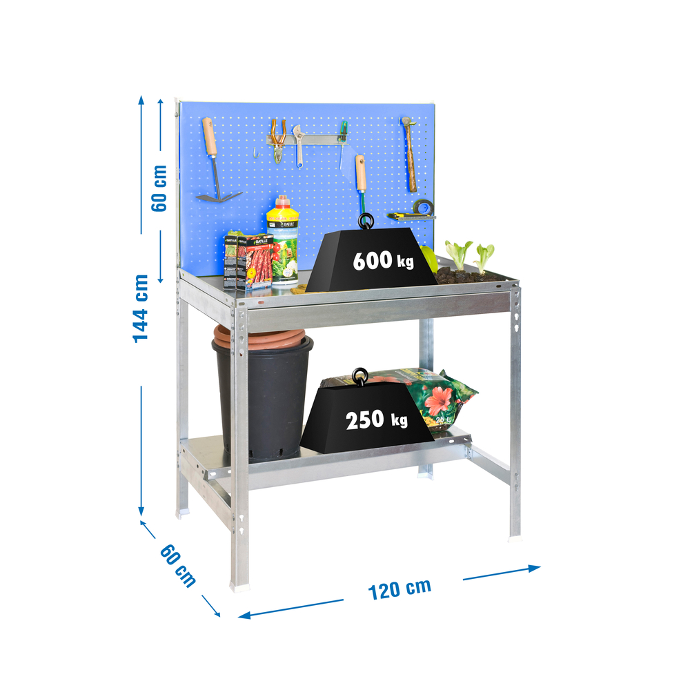 Établi de jardin - 1445x1200x600 - 2 niveaux Bleu - SIMON RACK - 8435104988305