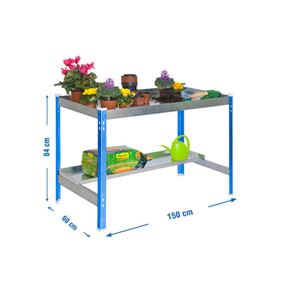 Table de jardin - 840x1500x600 - 2 niveaux Bleu - SIMON RACK - 8435104988695
