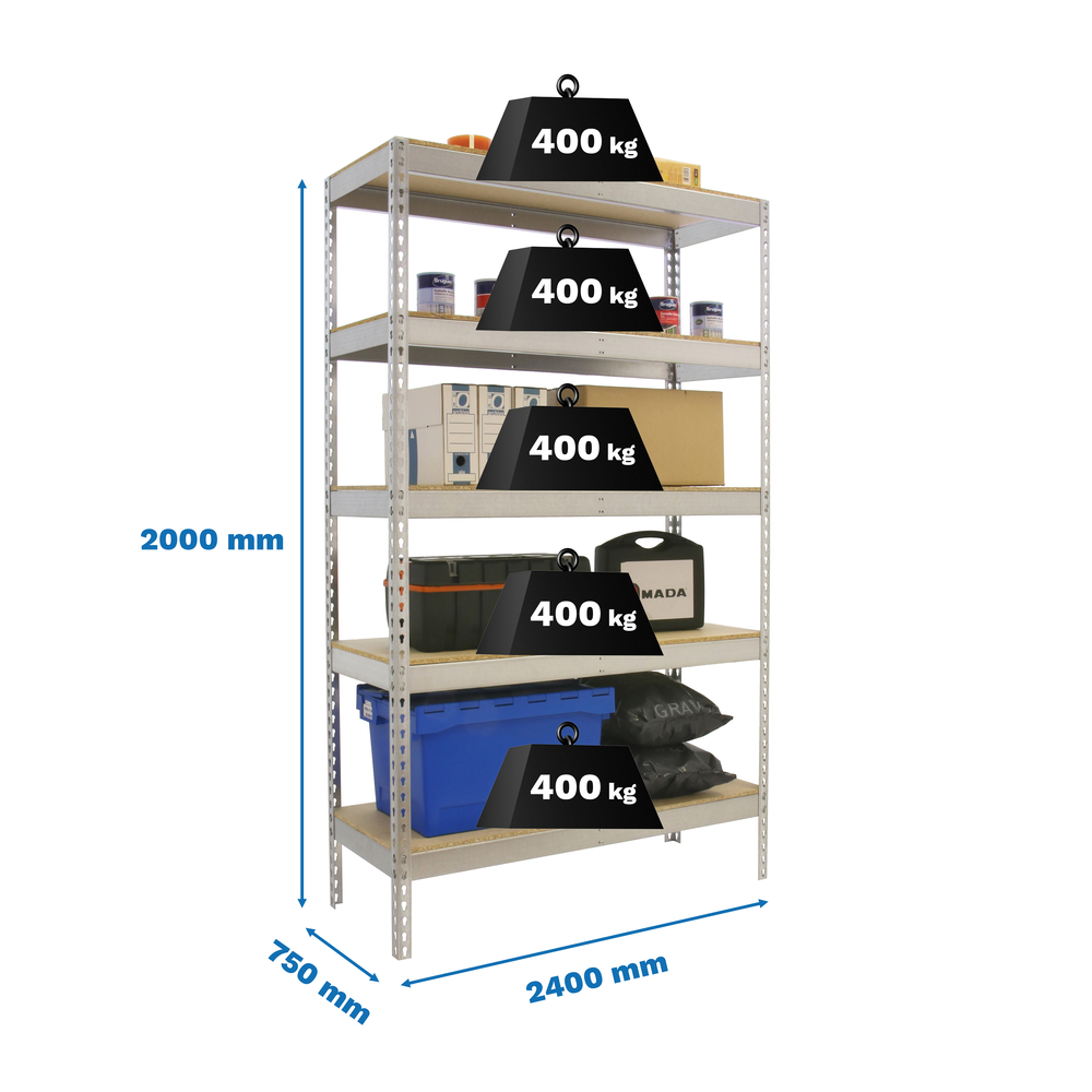 Étagère charge moyenne 500 à 600kg - 2000x2400x750 - 5 niveaux Bois - SIMON RACK - 8435104990704