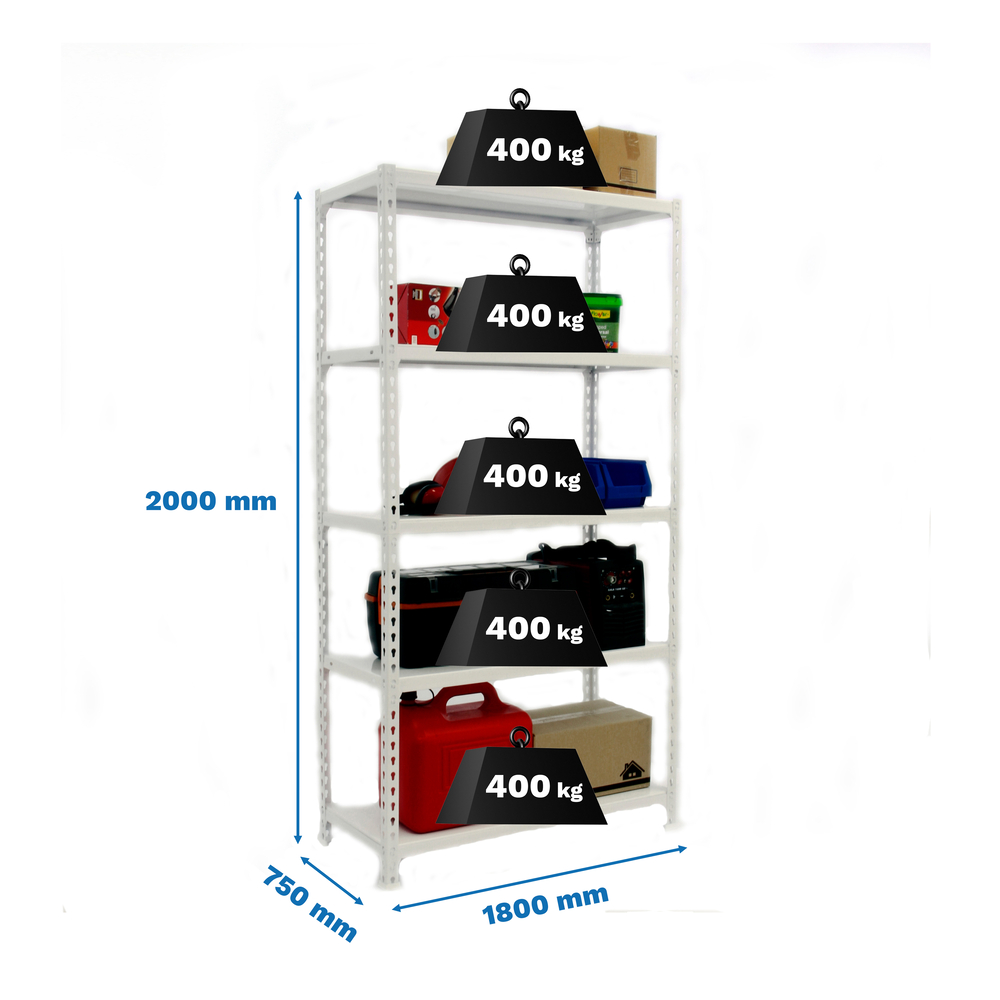 Étagère charge moyenne 400kg - 2000x1800x750 - 3 niveaux Galvanisé - SIMON RACK - 8435104991121