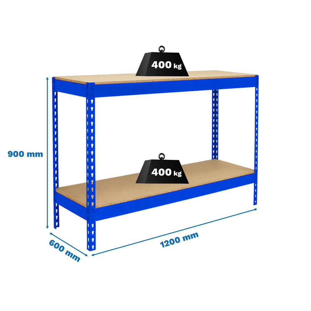 Kit établi Basic - 900x1200x600 - 2 niveaux Bleu/Bois - SIMON RACK - 8435104993064