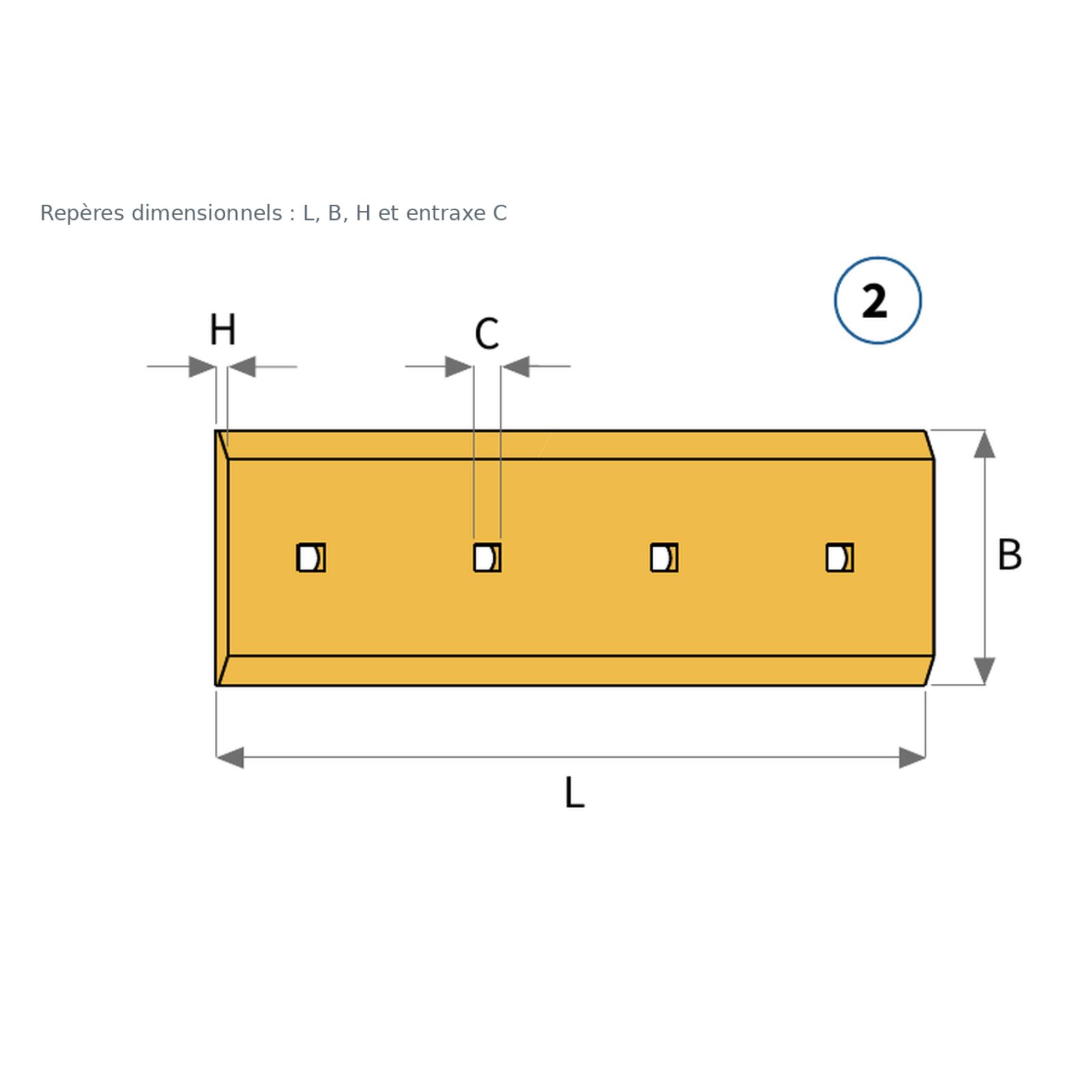 Lame centrale pour Caterpillar 962G, 950GII - 1 283 x 360 x 30 mm - ESTI - 139-9230