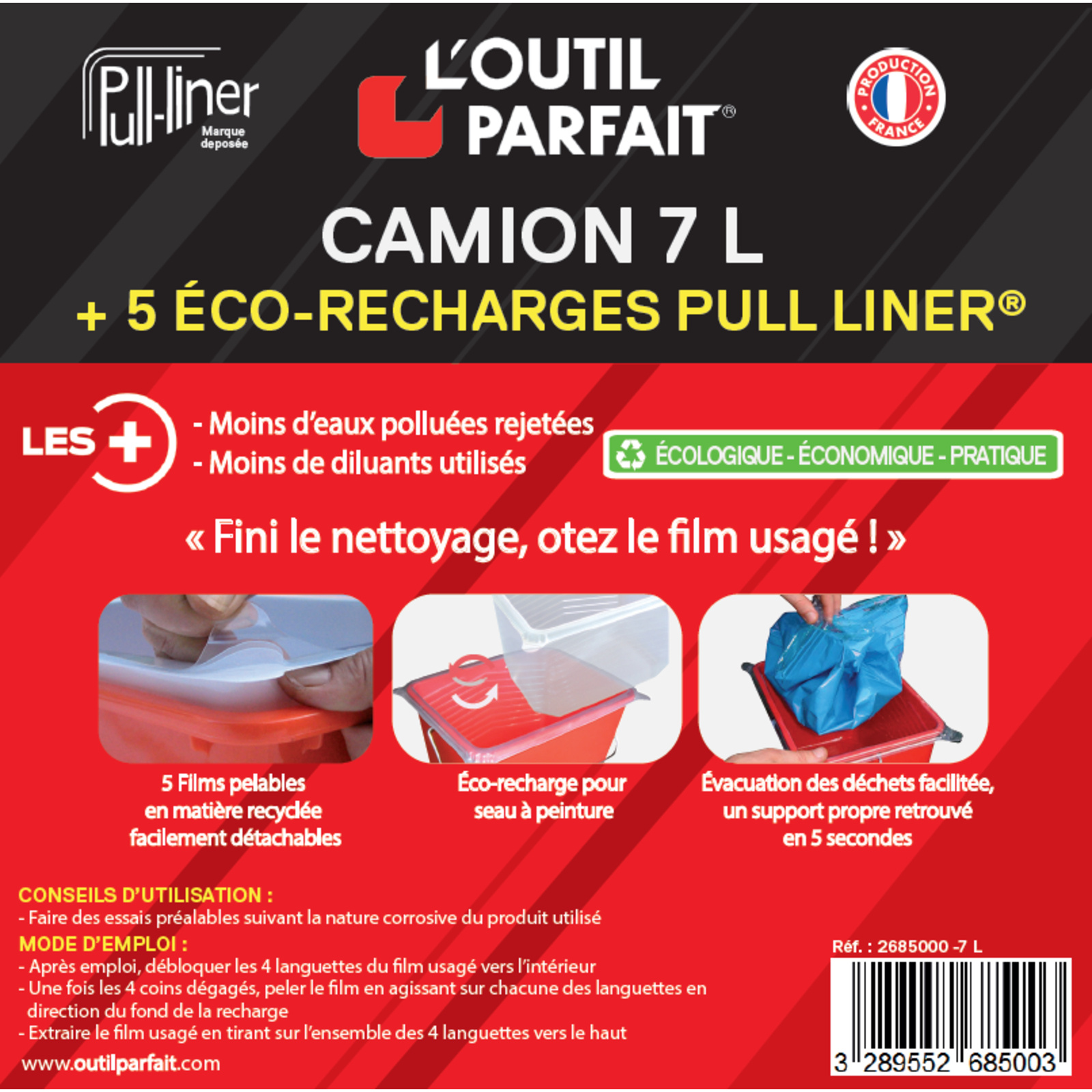 Camion + 5 éco-recharges Pull Liner Contenance 14 l dimensions 370 x 280 x 225 L'OUTIL PARFAIT - 2685014