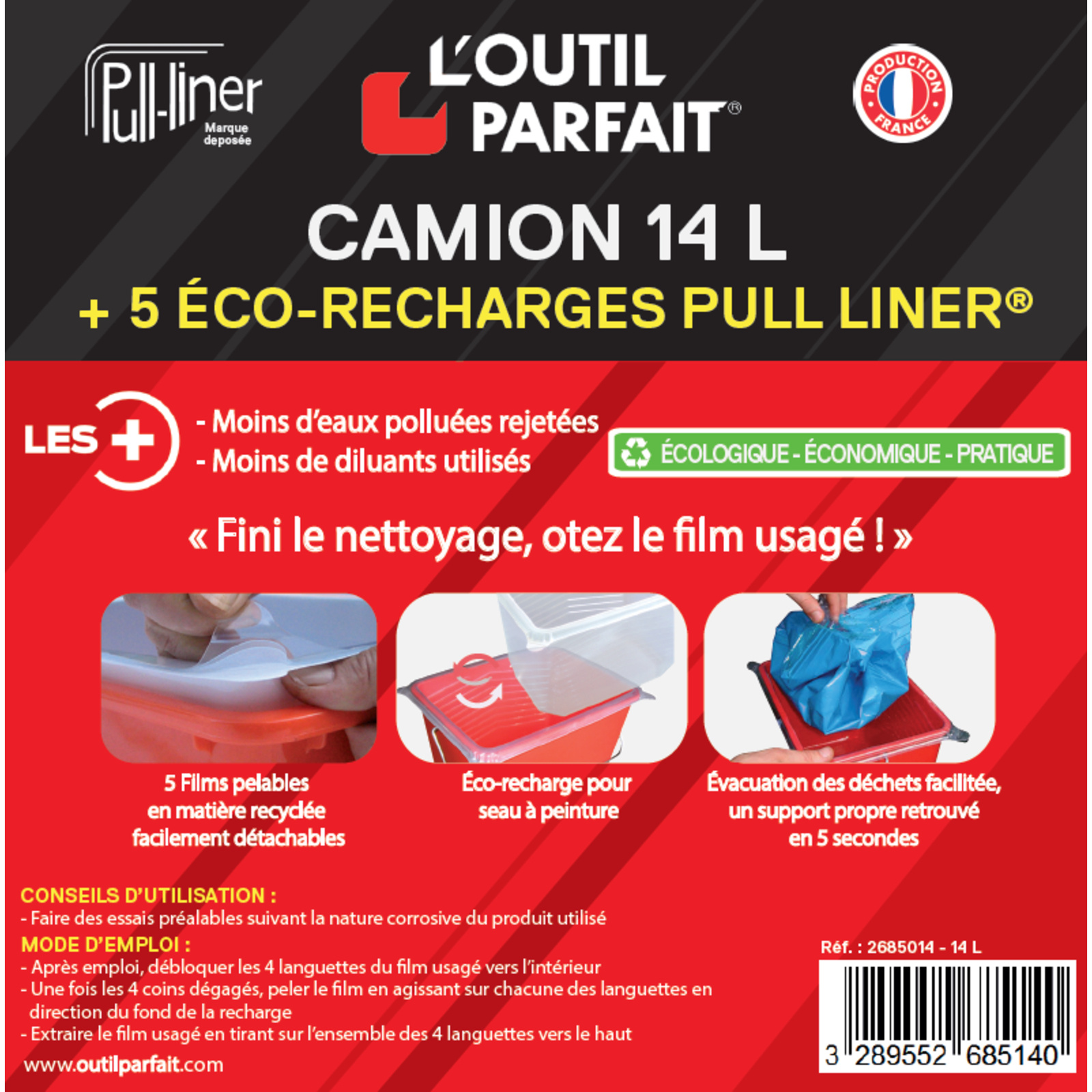 Camion + 5 éco-recharges Pull Liner Contenance 14 l dimensions 370 x 280 x 225 L'OUTIL PARFAIT - 2685014