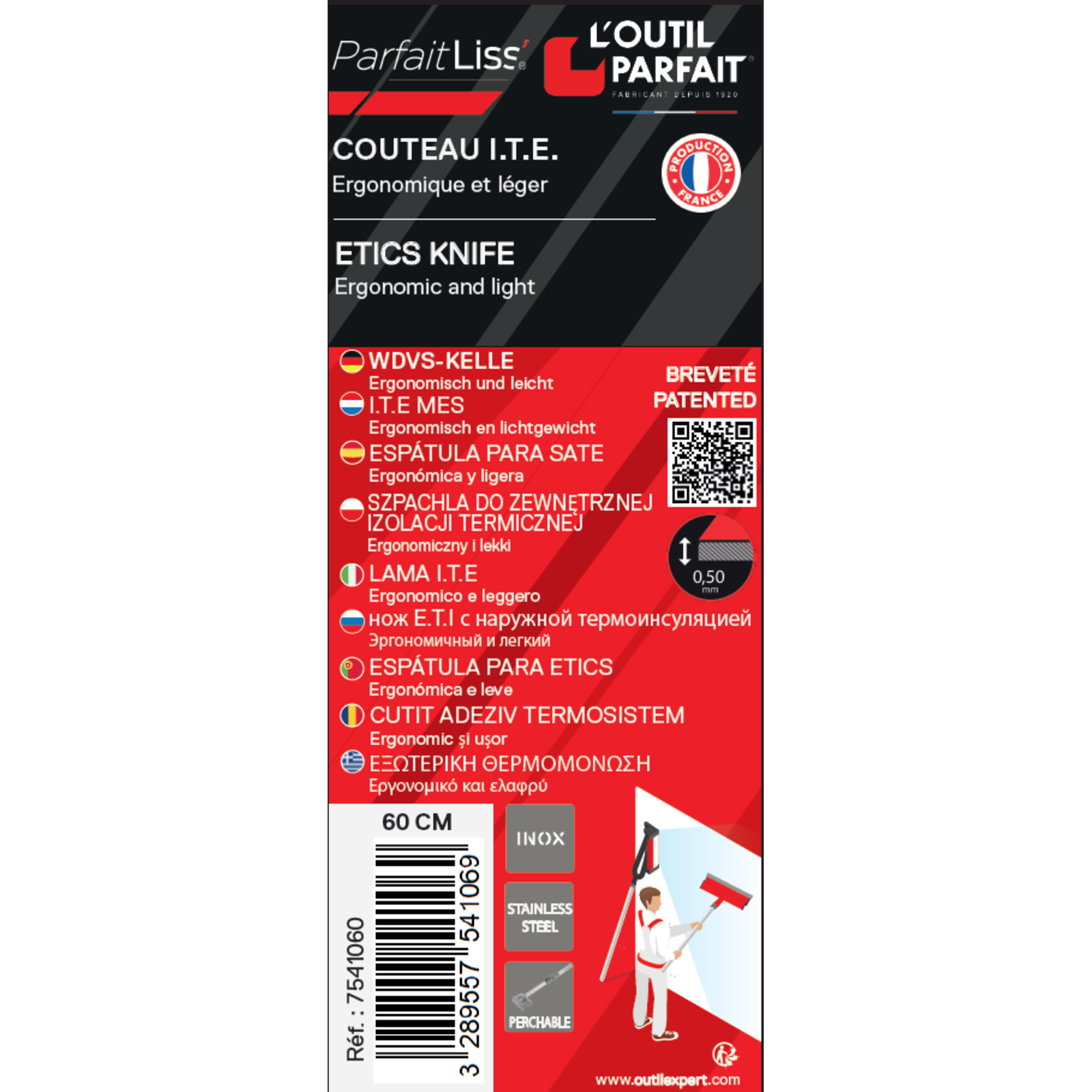 Couteau I.T.E ParfaitLiss' Denture trapèze 6x4 - Profondeur 7 Taille 35 cm L'OUTIL PARFAIT - 7541035