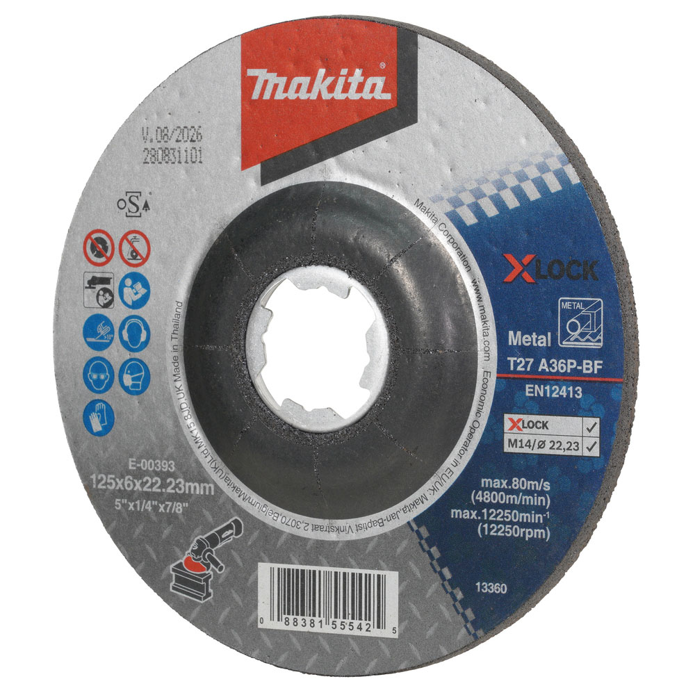 MEULE A EBARBER METAL X-LOCK 125X6X22,23 MM A36P - MAKITA - E-00393