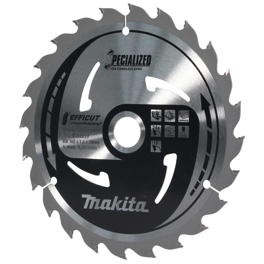 LAME CIRC EFFICUT BOIS COMPOSITE 165x20MM 24D MAKITA - E12217