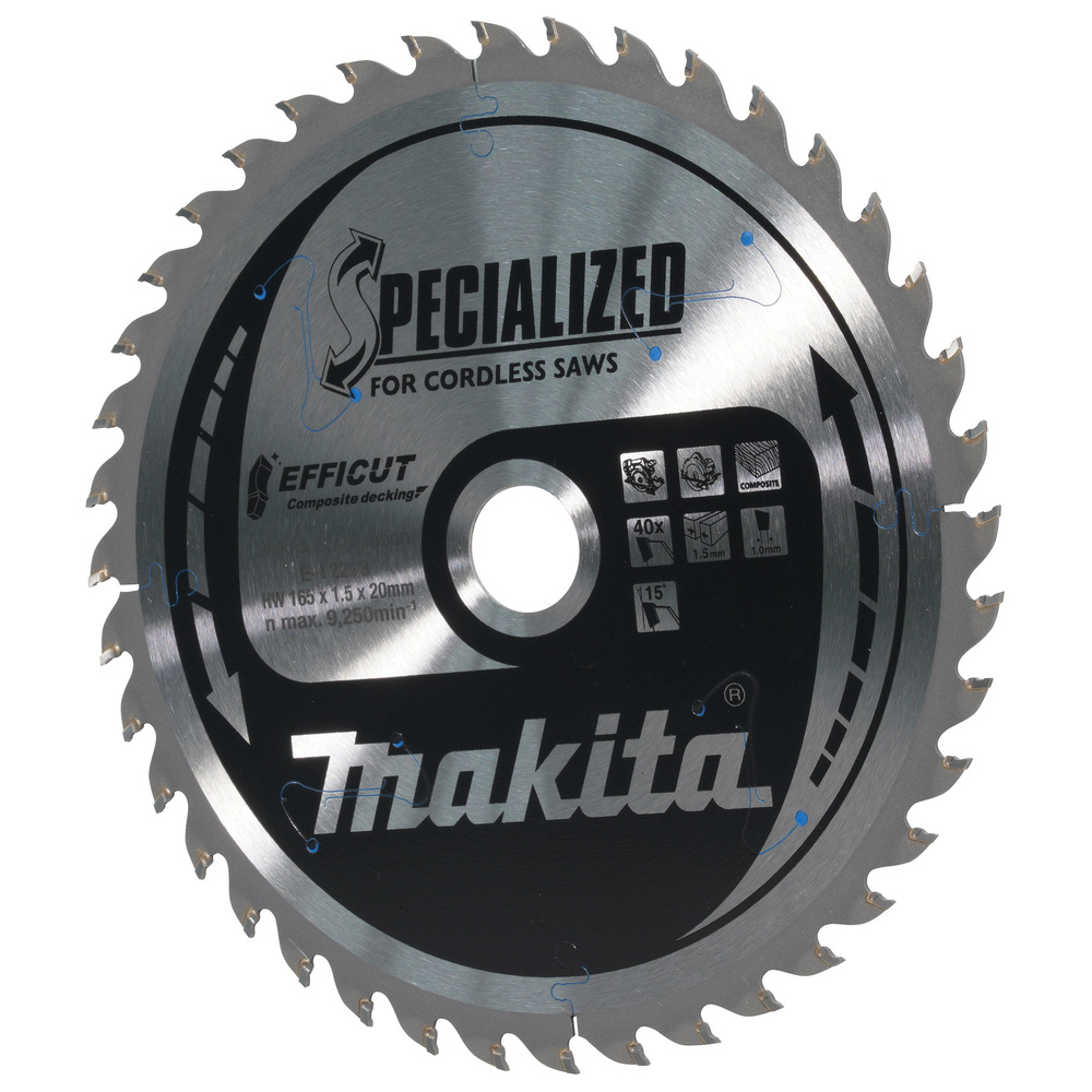 LAME CIRC EFFICUT BOIS COMPOSITE 165x20MM 40D - MAKITA - E-12223