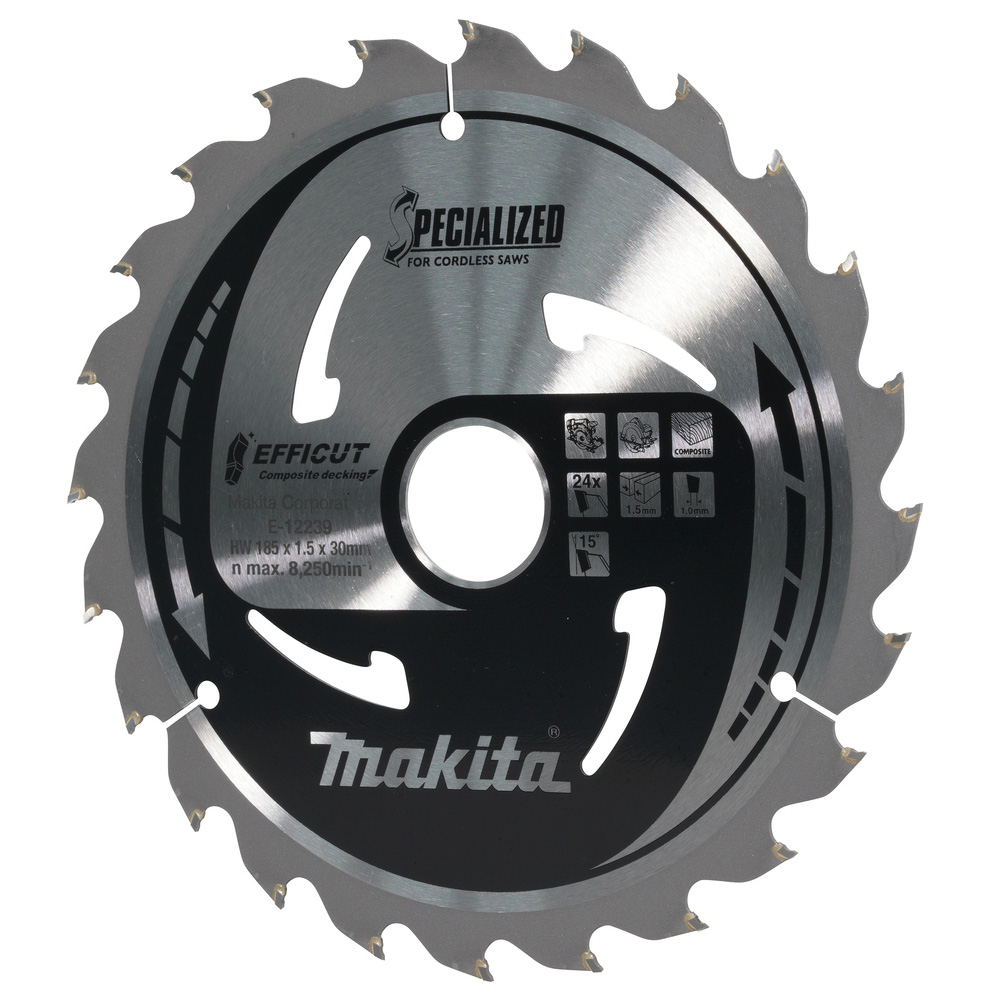 LAME CIRC EFFICUT BOIS COMPOSITE 185x30MM 24D - MAKITA - E-12239