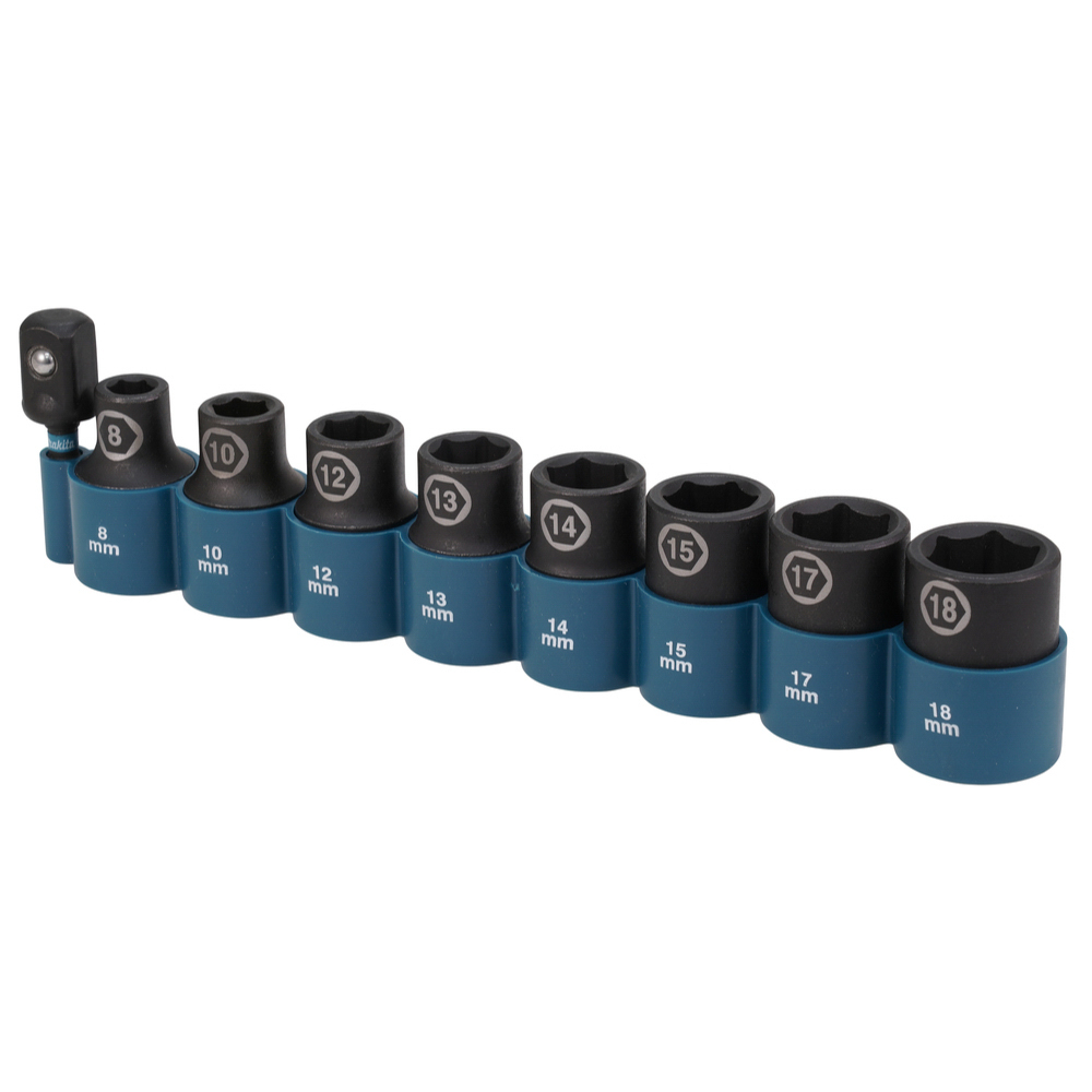 SET DE 8 DOUILLES 1/2'' + ADAPTATEUR 1/4'' - MAKITA - E-16645