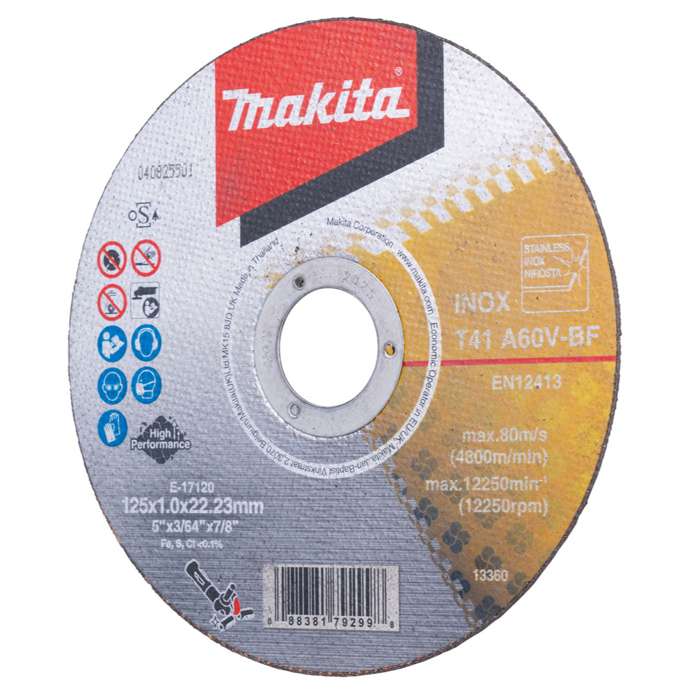 DISQUE A TRONC METAL ET INOX A60U 125x1MM X12 - MAKITA - E-17120-12