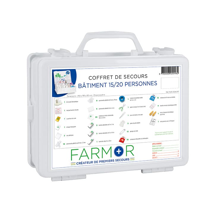 COFFRET DE SECOURS FARMOR SPÉCIAL BÂTIMENT 15-20 PERSONNES - FAR 2046 PP