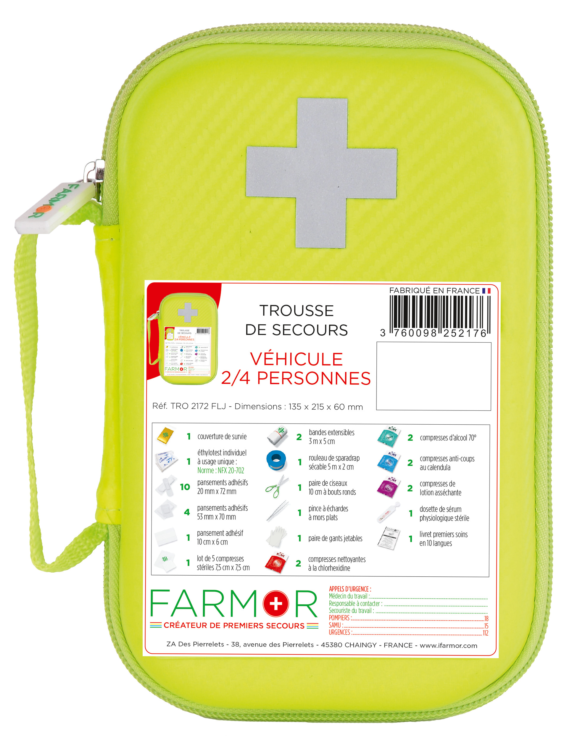 Trousse de secours FARMOR équipement des véhicules - TRO2172FLJ