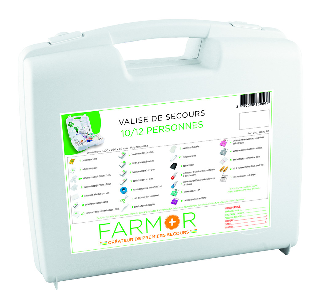 VALISE DE SECOURS MULTIRSIQUES FARMOR 10/12 PERSONNES - VAL 2050 PP
