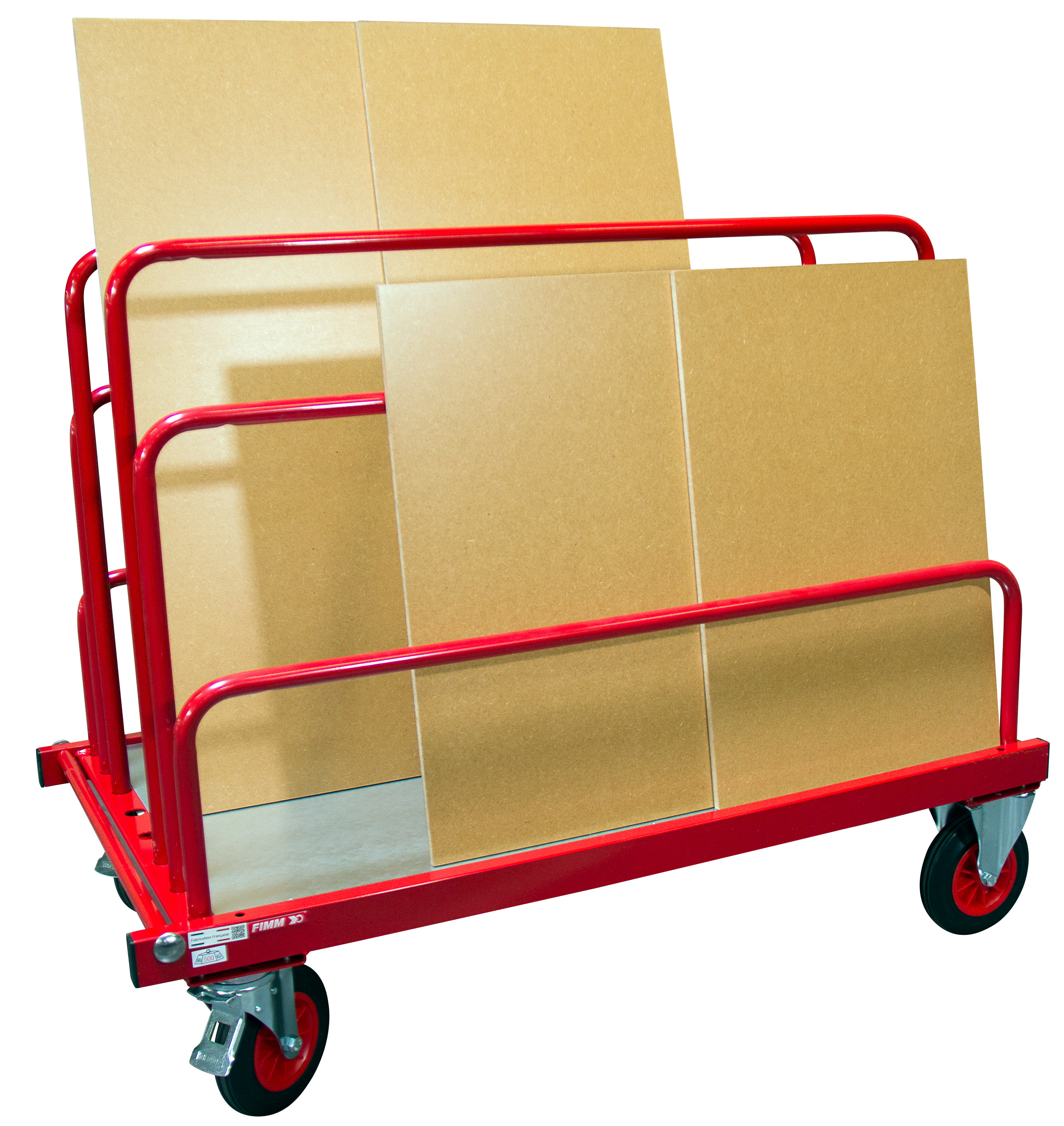 Chariot porte-panneaux 500 kg 2 ridelles hauteur 800 mm FIMM - 800000083