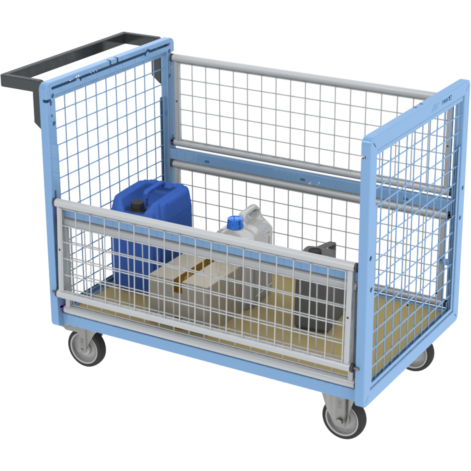 Chariot conteneur grillagé sans toit 1000x600 mm 250 kg - FIMM - 800726121