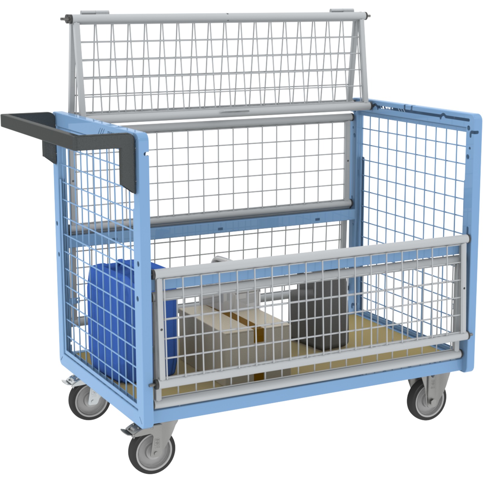 Chariot conteneur grillagé avec toit 1000x600 mm 250 kg - FIMM - 800726123