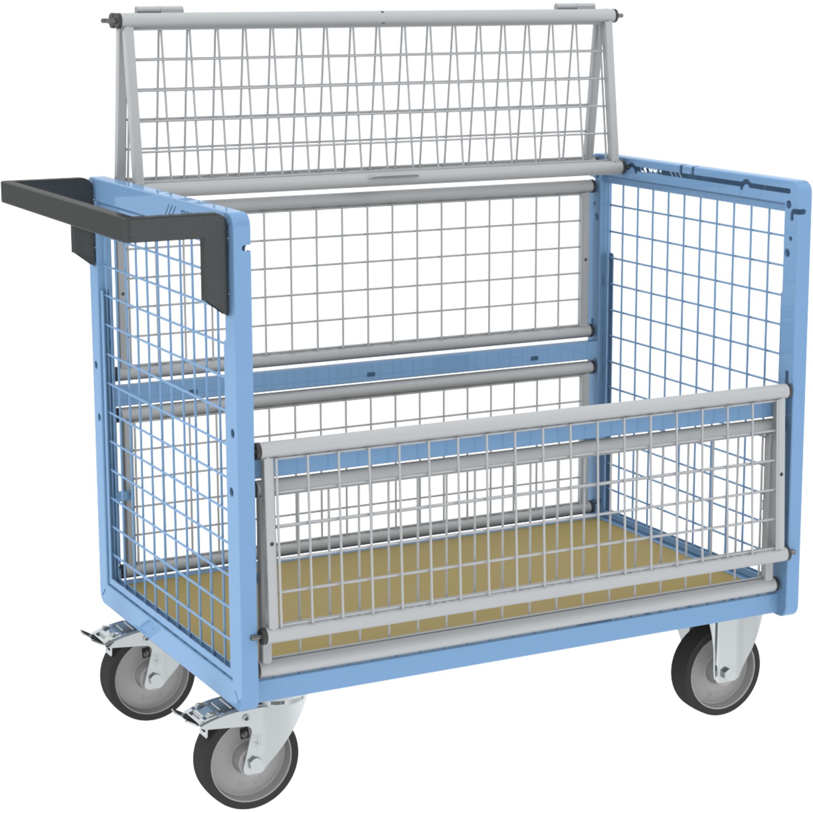Chariot conteneur grillagé avec toit 1000x600 mm 500 kg - FIMM - 800726223