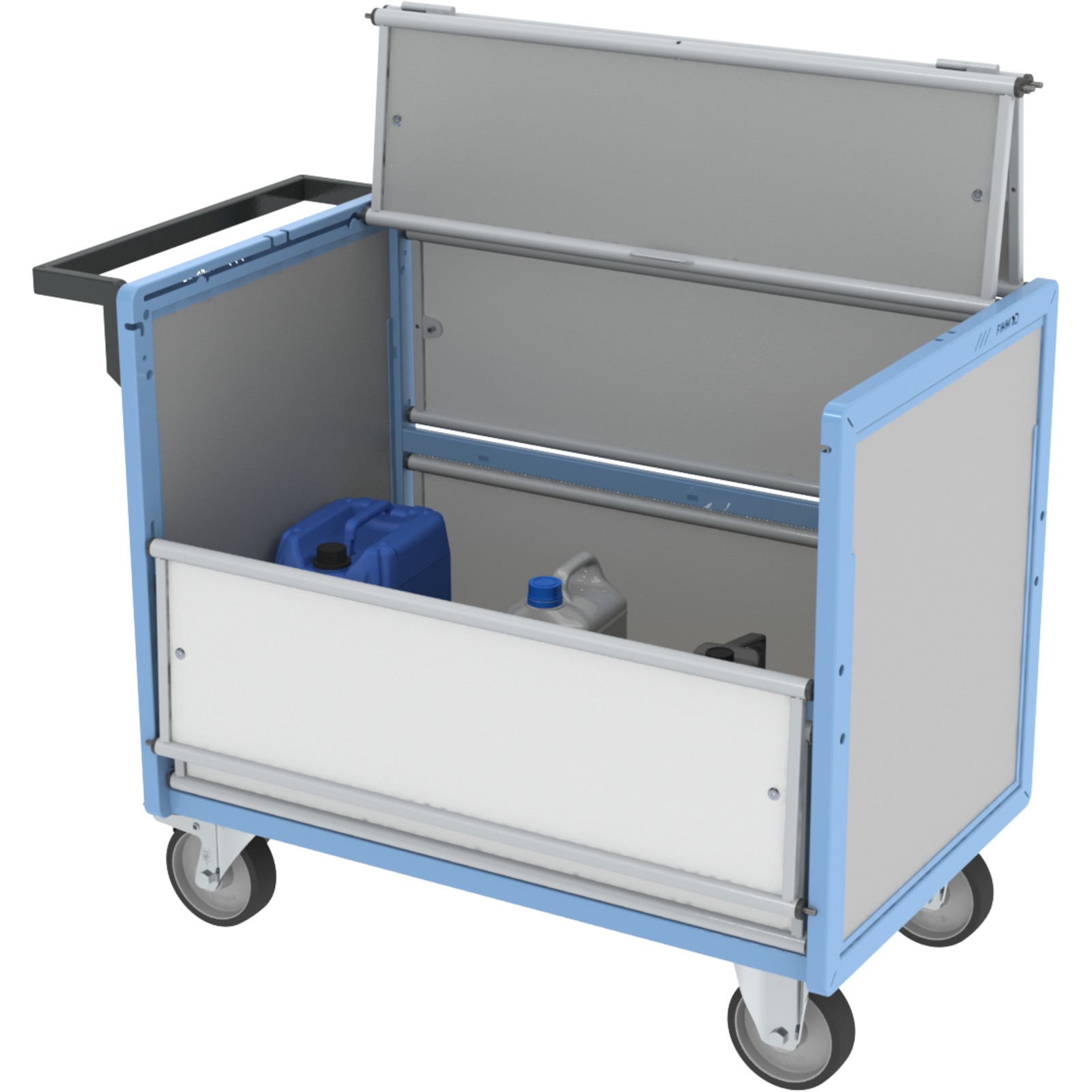 Chariot conteneur plaque alvéolaire avec toit 1000x600 mm 500 kg - FIMM - 800726224