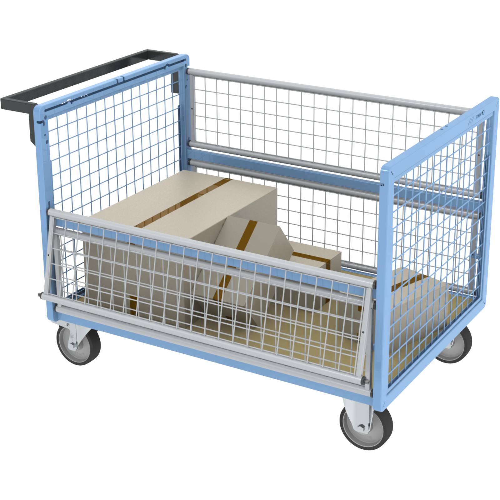 Chariot conteneur grillagé sans toit 1200x800 mm 500 kg - FIMM - 800726231