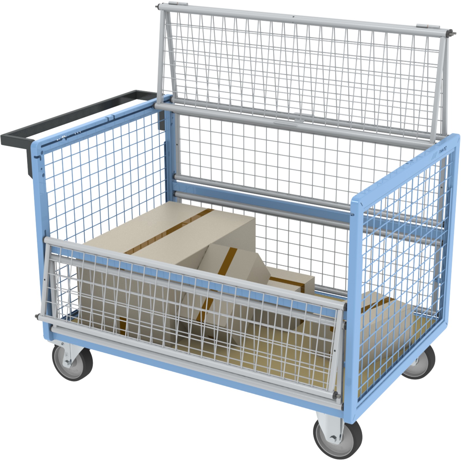Chariot conteneur grillagé avec toit 1200x800 mm 500 kg - FIMM - 800726233