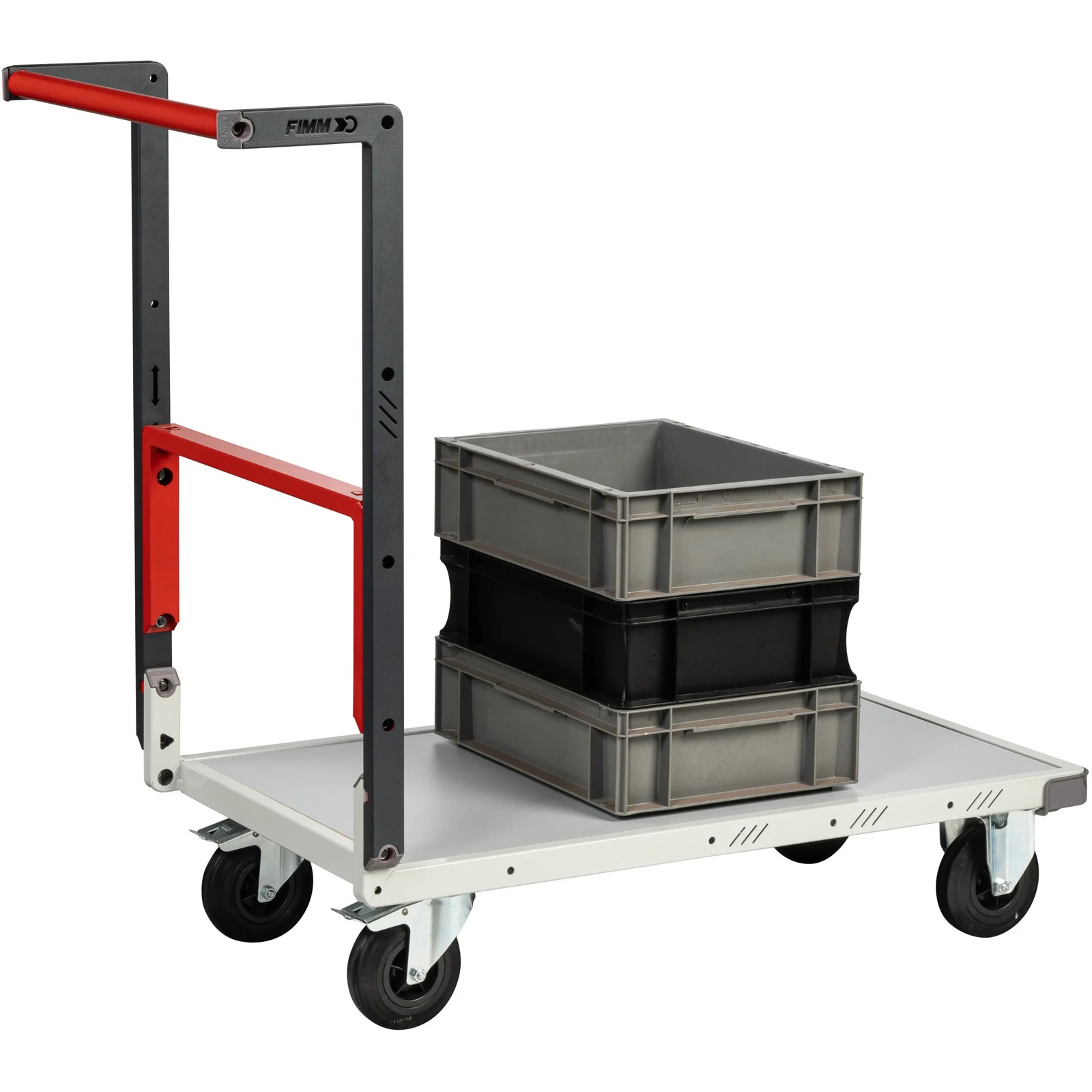 Chariot monté dossier repliable 850x500 mm plateau mélaminé roues CC 250 kg - FIMM - 806721111