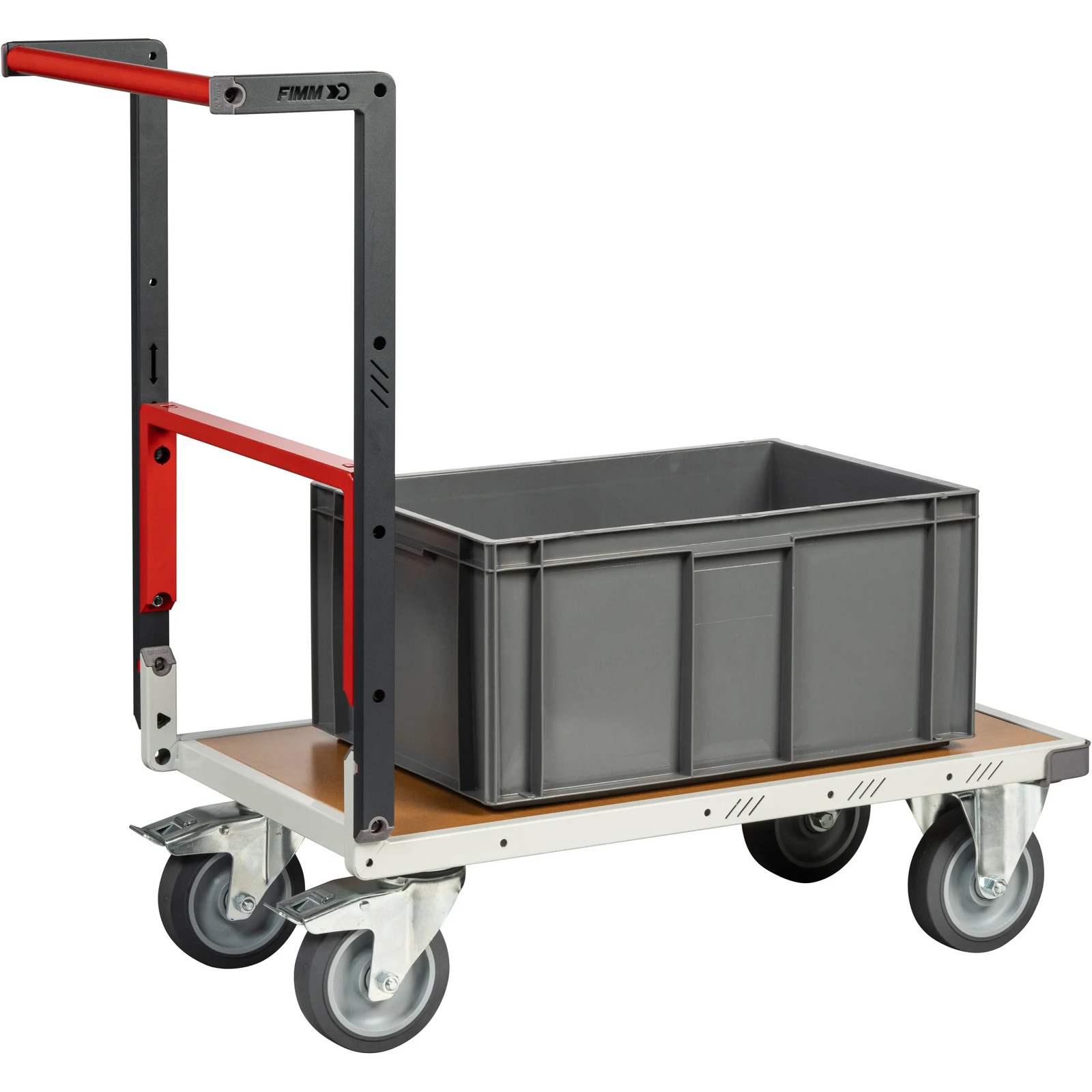 Chariot monté dossier repliable 850x500 mm plateau médium roues TPE 400 kg - FIMM - 806721241