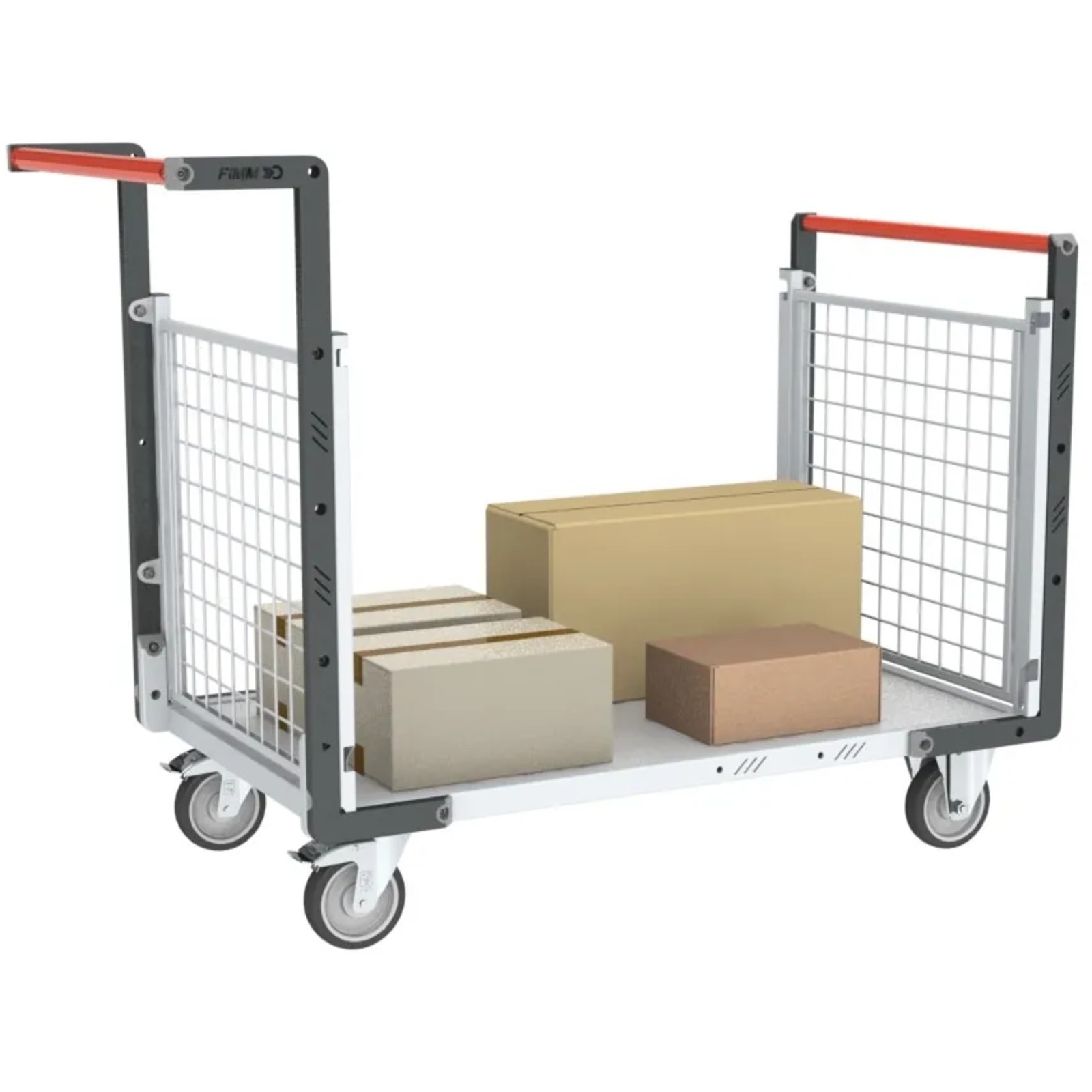 Chariot modulaire grillagé 2 dossiers plateau bois 850x500 mm 250 kg - FIMM - 806724142