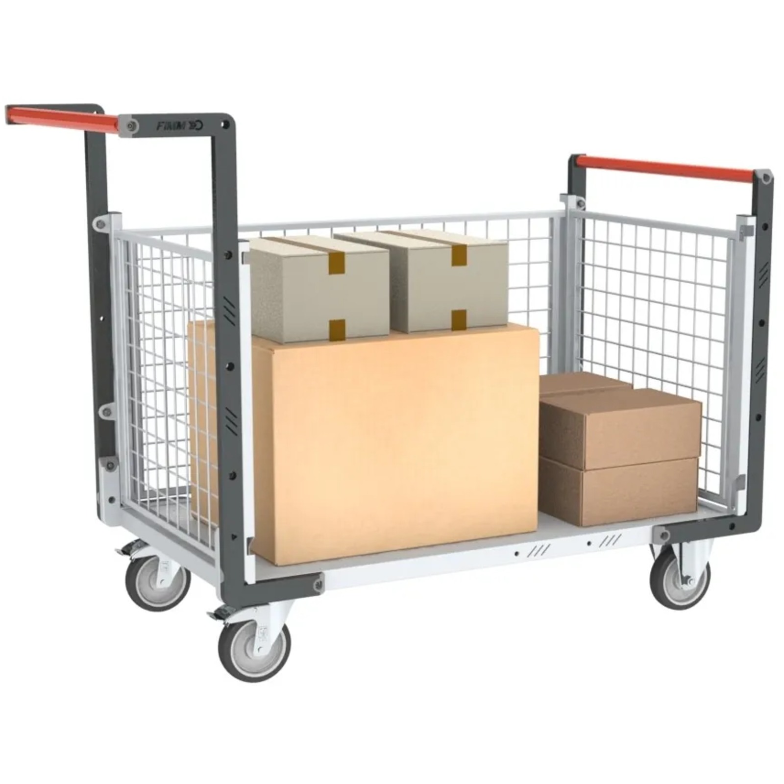 Chariot modulaire grillagé 2 dossiers + 1 ridelle plateau bois 850x500 mm 250 kg - FIMM - 806724144