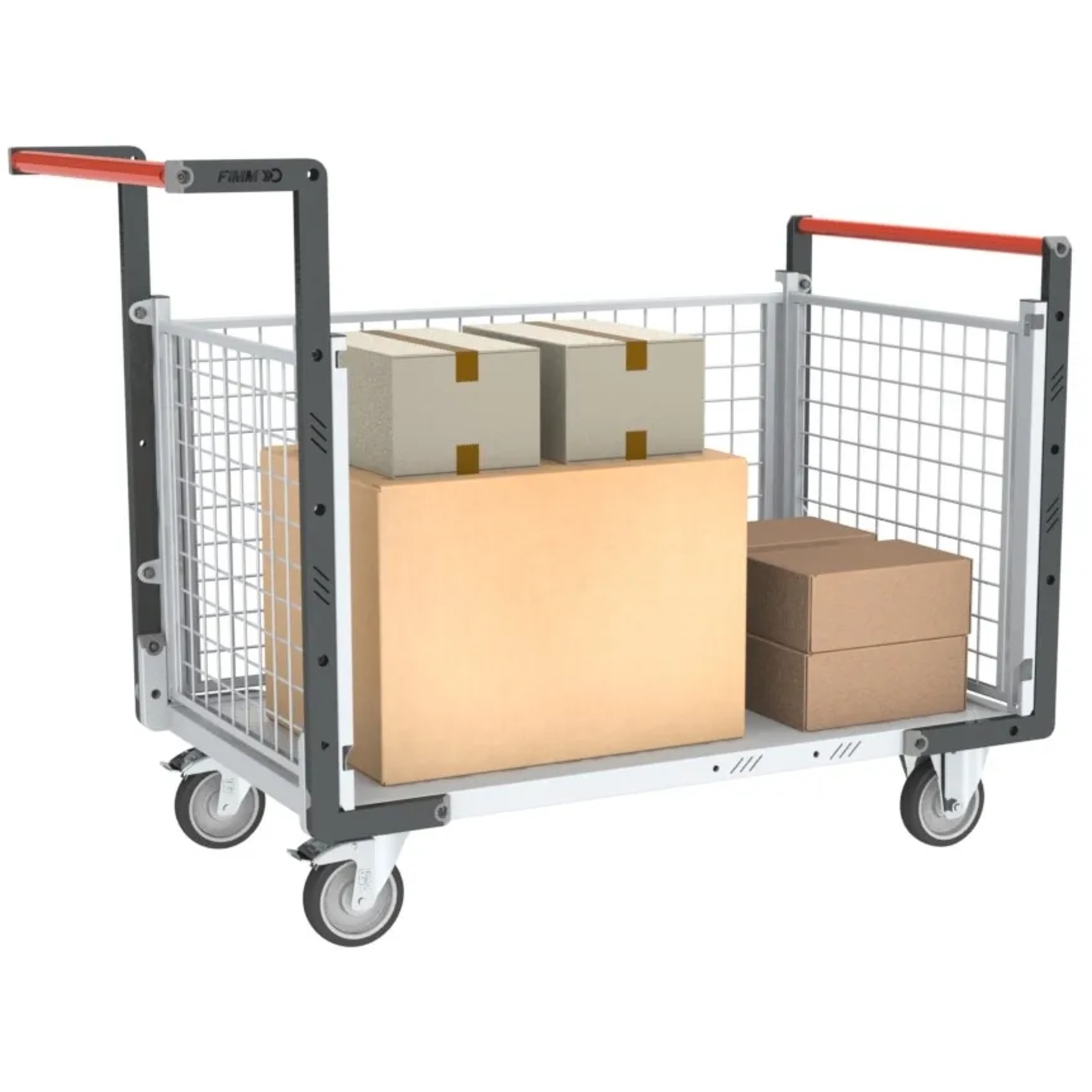Chariot modulaire grillagé 2 dossiers + 1 ridelle plateau 1000x600 mm 250 kg - FIMM - 806724244