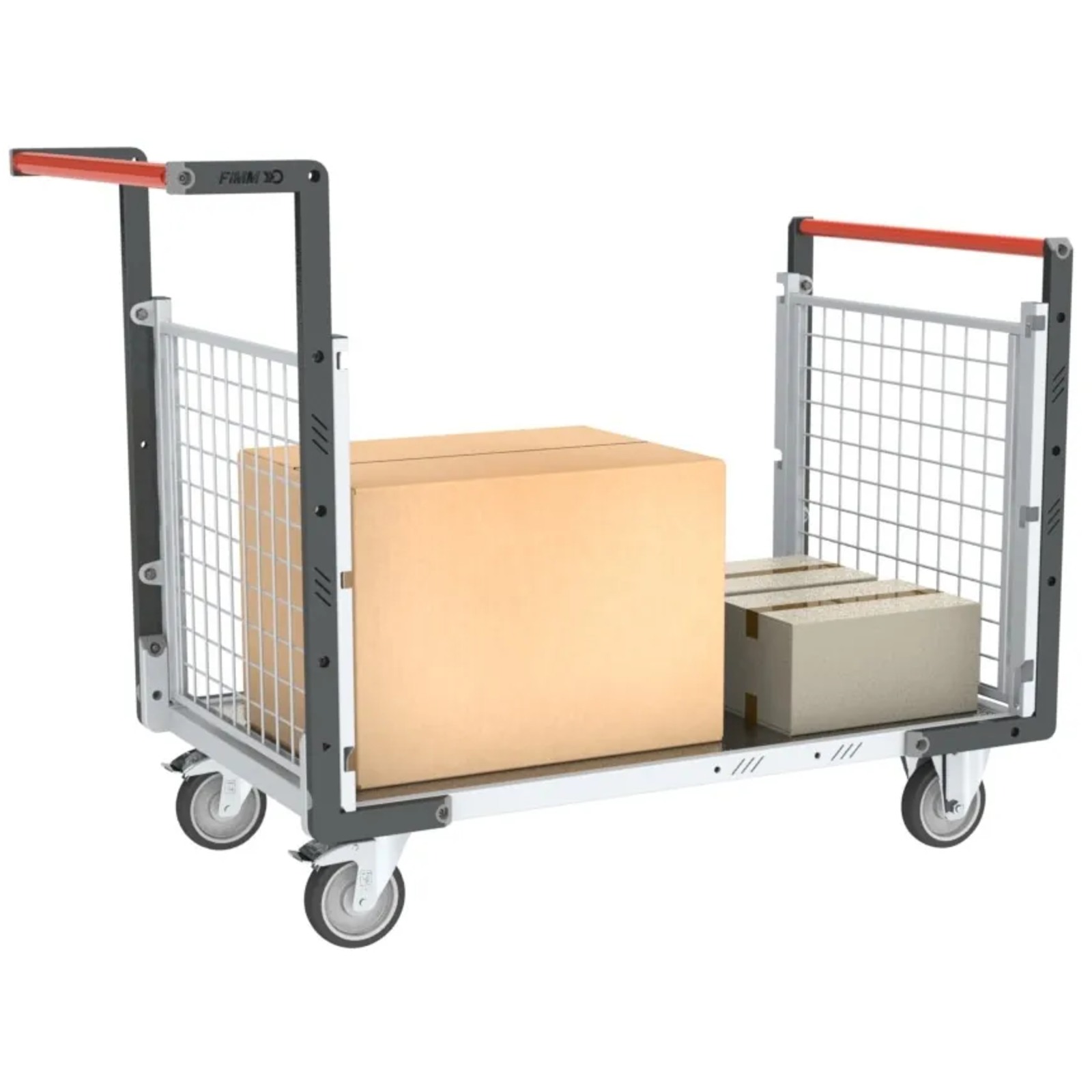Chariot modulaire grillagé 2 dossiers plateau tôle galva 1000x600 mm 250 kg - FIMM - 806724252